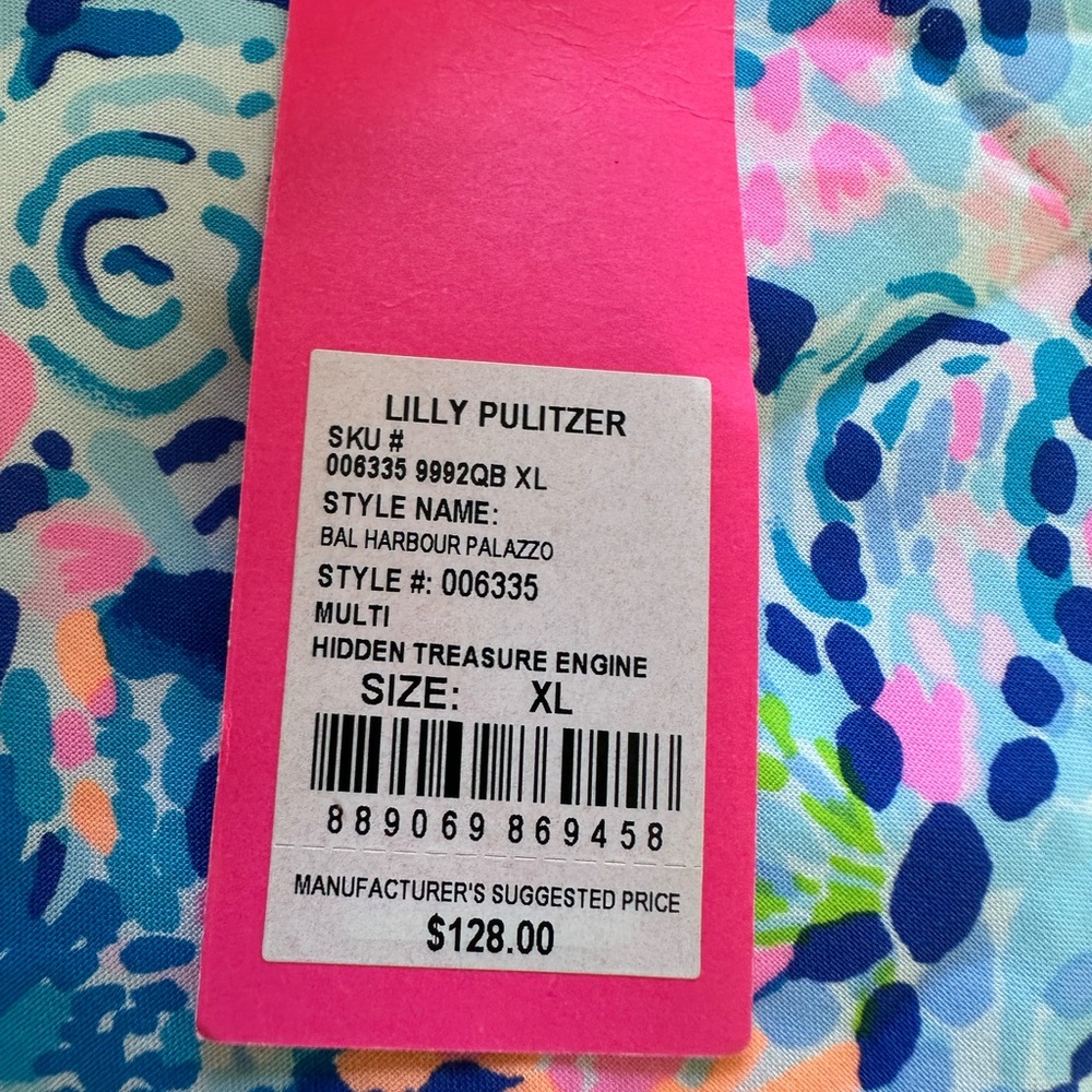 Lilly Pulitzer Light Blue Multicolor Printed Beach Coverup Pants - Picture 3 of 7